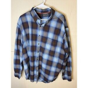 St. John's Bay Men's 2XL Blue Check Button Up Long Sleeve Shirt Easy Care Cotton